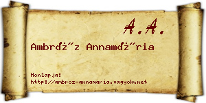 Ambróz Annamária névjegykártya